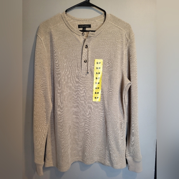 Banana Republic Beige Henley Shirt, Size Small - Picture 2 of 6